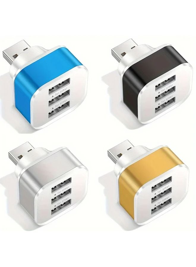 محور USB 2.0 الذهبي 3 منافذ شاحن مضغوط ممتد للكمبيوتر مكتب المنزل - Image 1